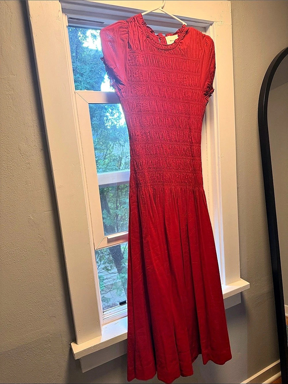 Reformation Kiria Dress Smocked Maxi Dress Red Size 2
8